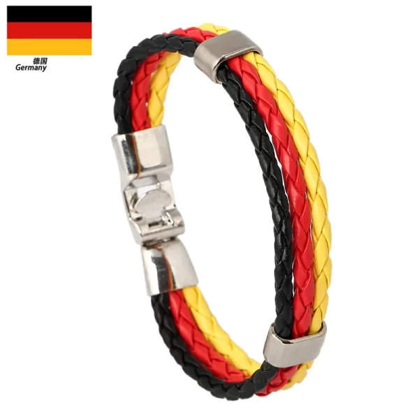 Meilleures ventes 2023! Bracelets d'Équipe de Football en Cuir pour Homme, Femme, Espagne, Russie, France, Brésil, Allemagne – Image 4