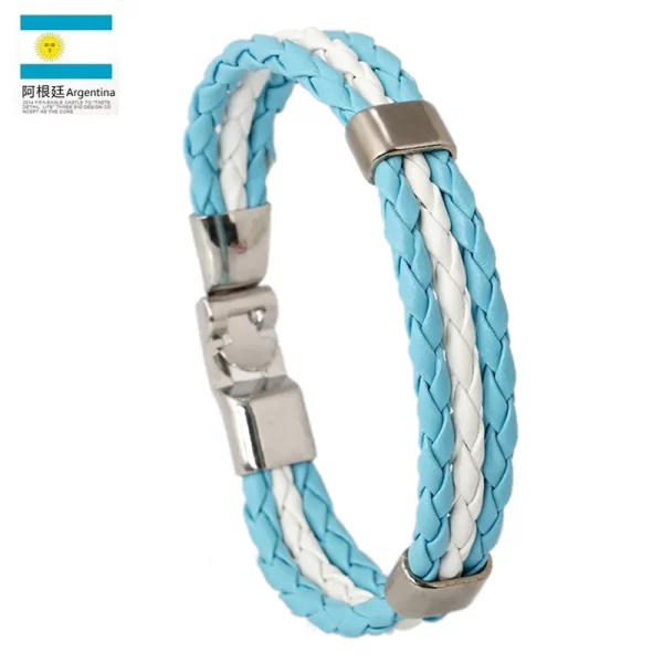 Meilleures ventes 2023! Bracelets d'Équipe de Football en Cuir pour Homme, Femme, Espagne, Russie, France, Brésil, Allemagne – Image 5