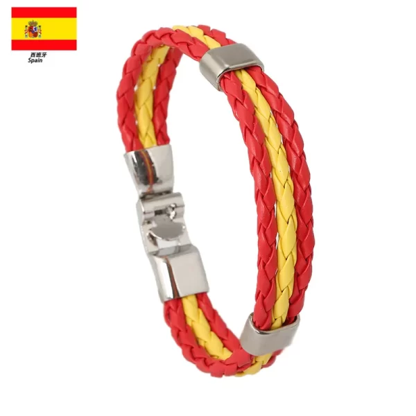 Meilleures ventes 2023! Bracelets d'Équipe de Football en Cuir pour Homme, Femme, Espagne, Russie, France, Brésil, Allemagne – Image 3