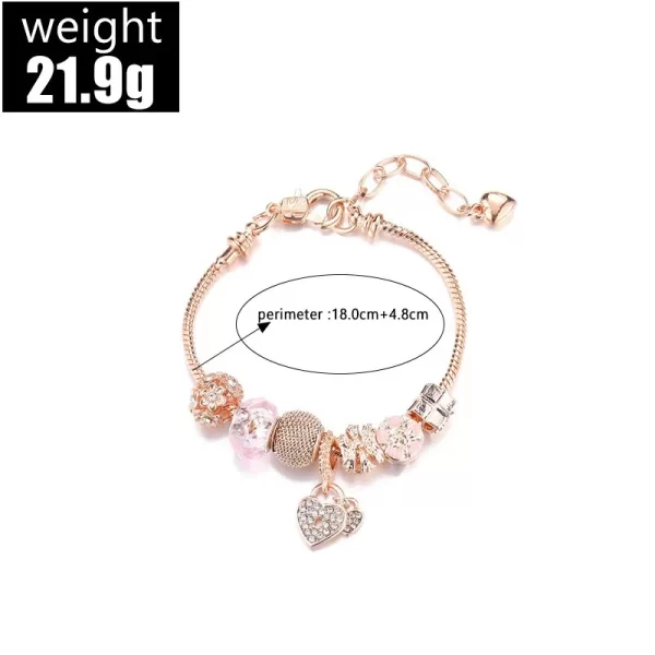 Bracelet de perles en forme de cœur de Rose, minimaliste et atmosphérique, goutte d'huile, à la mode, peinture à l'huile, lanterne de cygne, 1 pièce – Image 5