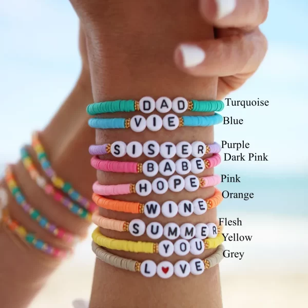 CCGOOD personnaliser lettre Bracelets brésiliens Bracelet d'amitié Boho été plage personnalisé Heishi perles Pulseras bijoux – Image 2
