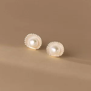 Boucles d'oreilles en argent Sterling 925 pour femmes, bijoux tendance en coquillage de perles, prévention des allergies, accessoires de fête, cadeau