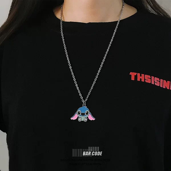 Disney mode dessin animé mignon gros point d'oreille Couple collier personnalisé Hip Hop pendentif chaîne de pull – Image 4