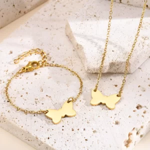 JOLink-Bracelet plaqué or avec nœud papillon pour enfants, bijoux hypoallergéniques en acier inoxydable, cadeaux pour petits garçons et filles