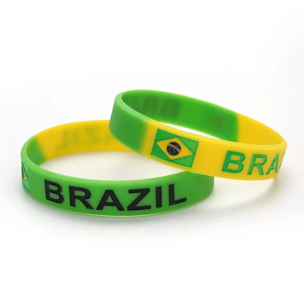 2 pièces sport Silicone Bracelet graver pays drapeau bracelets hommes femmes élastique argentine France brésil accessoires de mode – Image 5
