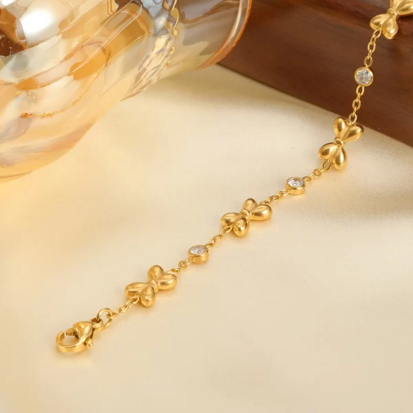 Vnox – Bracelet pour enfants en acier inoxydable, incrustation de zircone cubique avec chaîne d'élément à nœud, bijoux de Style mignon au quotidien – Image 5