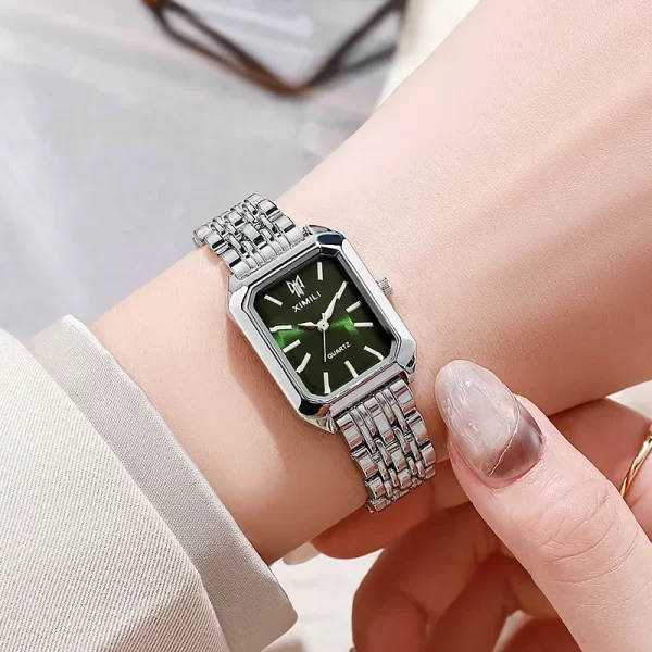 Montre-bracelet à quartz en acier inoxydable pour femme, montres carrées simples, cadeau de luxe, mode étudiante, marque chaude, 2025 – Image 2