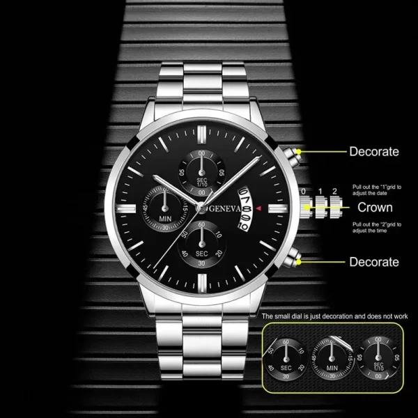 Mode hommes montre de luxe calendrier Quartz montre-Bracelet montres d'affaires homme horloge mâle Bracelet montre-Bracelet – Image 2