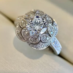 Bijoux de luxe en argent Sterling 925, grande taille ronde, topaze blanche, diamant CZ, bagues de Couple pour femmes, ensemble de bagues de mariée de mariage