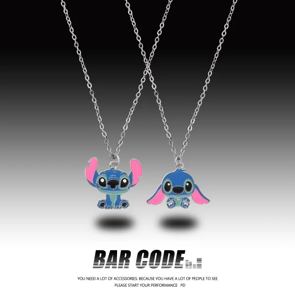 Disney mode dessin animé mignon gros point d'oreille Couple collier personnalisé Hip Hop pendentif chaîne de pull – Image 3