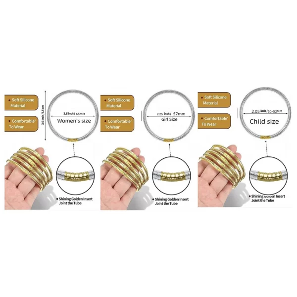 9 pièces/ensemble brillant Jonc bouddhiste Bracelets Bracelet paillettes rempli gelée Silicone Bracelets ensemble, pulseras pan de oro Bracelet pour les femmes – Image 2