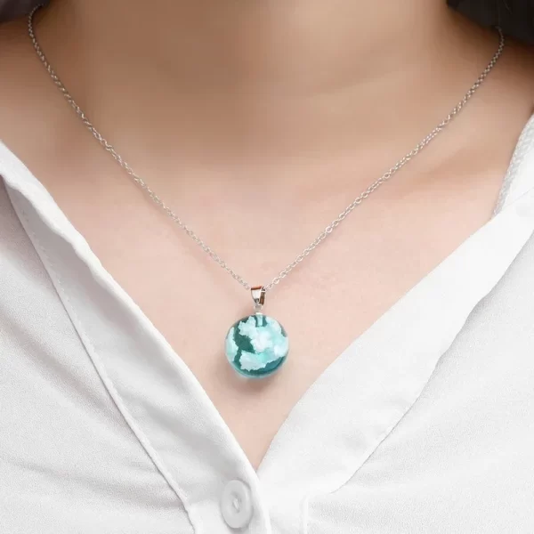Collier Chic en résine transparente avec pendentif boule de lune pour femmes, chaîne de nuage bleu ciel blanc, bijoux à la mode, cadeaux pour filles – Image 2