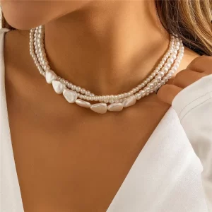 Collier de perles multicouche élégant pour femme, collier de déclaration de mariage, bijoux personnalisés, mode vintage, fête