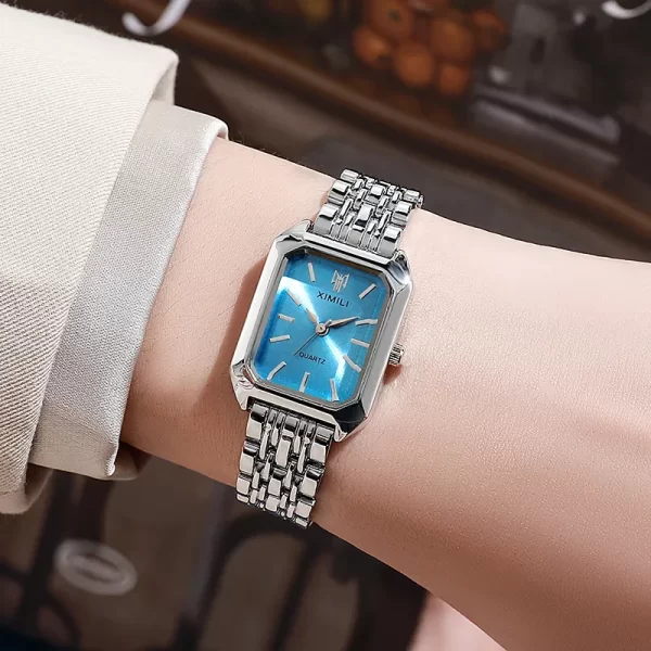 Montre-bracelet à quartz en acier inoxydable pour femme, montres carrées simples, cadeau de luxe, mode étudiante, marque chaude, 2025 – Image 3