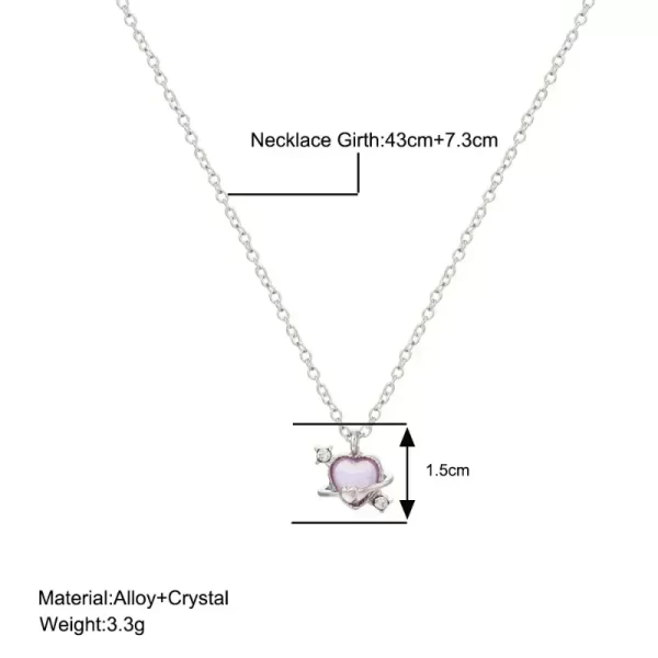 Zcompresses-Collier pendentif coeur et planète en cristal pour femme, breloque esthétique, clavicule, cadeaux de bijoux, nouvelle mode, Y2K, JOParty Girl – Image 6