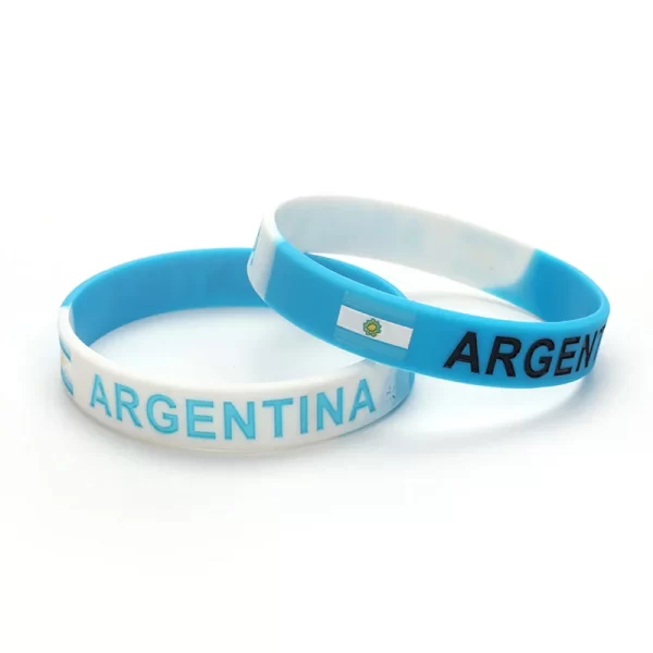 2 pièces sport Silicone Bracelet graver pays drapeau bracelets hommes femmes élastique argentine France brésil accessoires de mode – Image 14