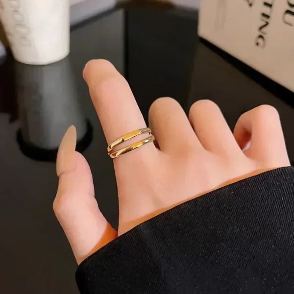Anneaux de chaîne de ceinture pour femmes et hommes, bague en acier inoxydable plaqué or, tendance de luxe, mode coréenne, bijoux esthétiques, 2024 – Image 5
