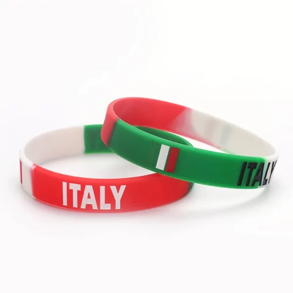 2 pièces sport Silicone Bracelet graver pays drapeau bracelets hommes femmes élastique argentine France brésil accessoires de mode – Image 12