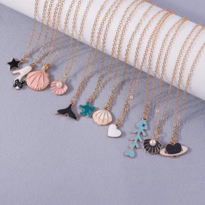 Boho coquille collier mer plage beau poisson sirène coeur étoile pendentif collier pour femmes enfants été bijoux cadeaux bohème