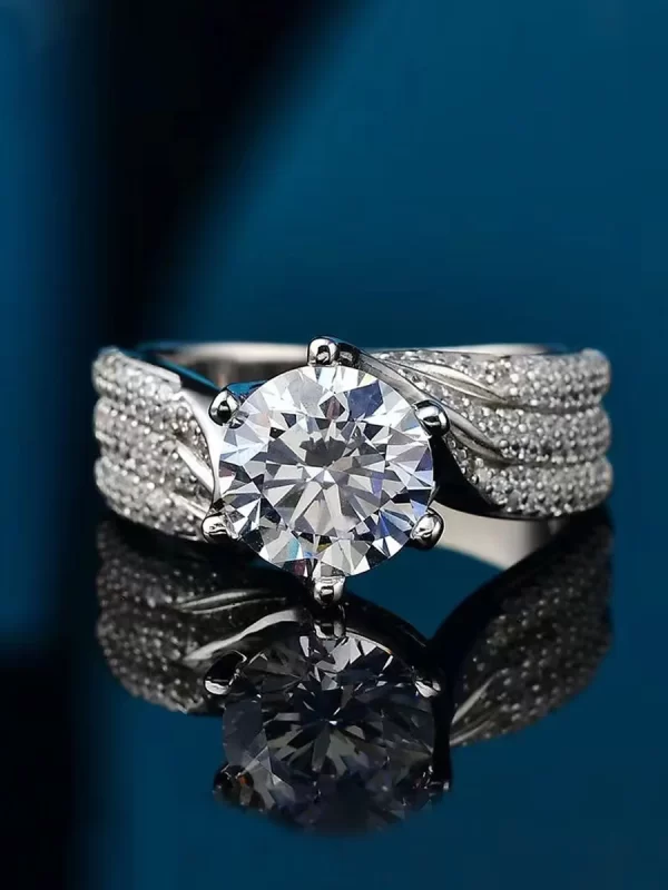 Bague de fiançailles en Zircon Moissanite, anneau ouvert, modèles pour hommes et femmes, paire de bagues classiques à Six griffes pour Couple – Image 7