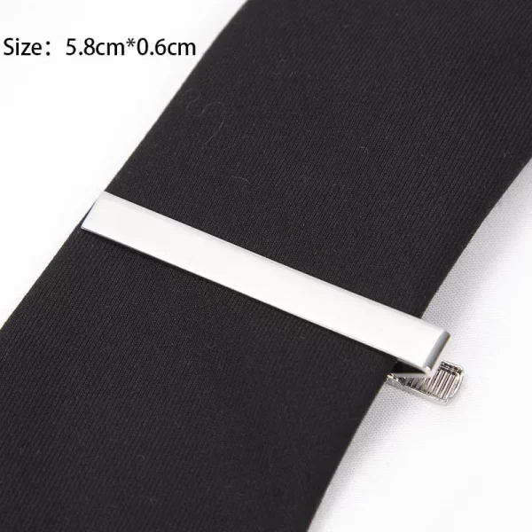 Nouveaux pinces à cravate pour hommes en métal cravate barre robe chemises épingle à cravate pour cérémonie de mariage métal couleur argent pince à cravate homme accessoires – Image 5