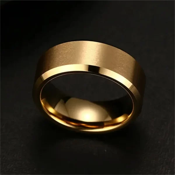 Bague de bijoux à breloques pour hommes et femmes, anneaux noirs en acier inoxydable, bande de fiançailles de mariage, bijoux masculins mats de qualité – Image 5