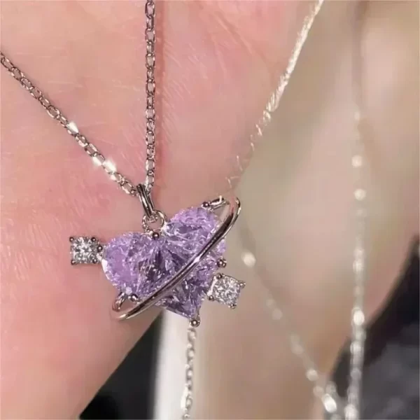 Zcompresses-Collier pendentif coeur et planète en cristal Y2K pour femme, breloque esthétique, clavicule, cadeaux de bijoux JOParty Girl, 24 nouveaux, mode – Image 5