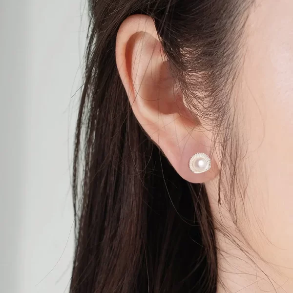 Boucles d'oreilles en argent Sterling 925 pour femmes, bijoux tendance en coquillage de perles, prévention des allergies, accessoires de fête, cadeau – Image 5