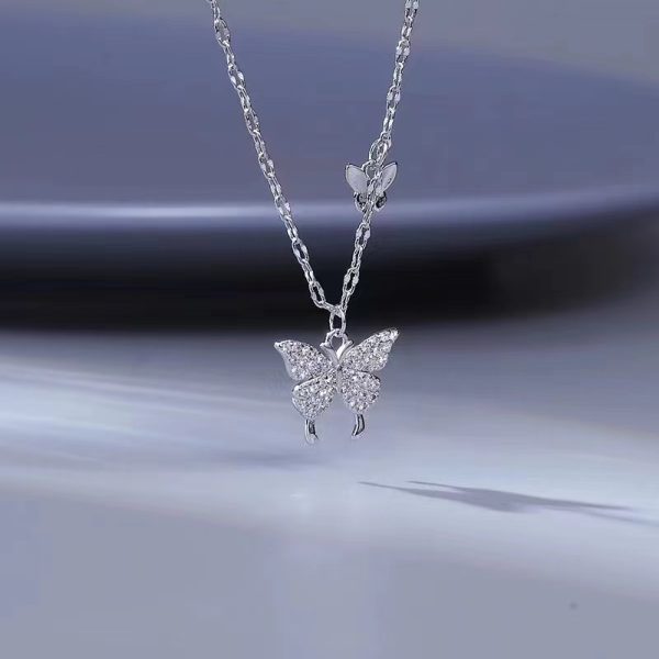 Collier papillon en argent pour femmes et filles, pendentif en cristal et Zircon, chaîne en cristal, bijoux de fête – Image 9