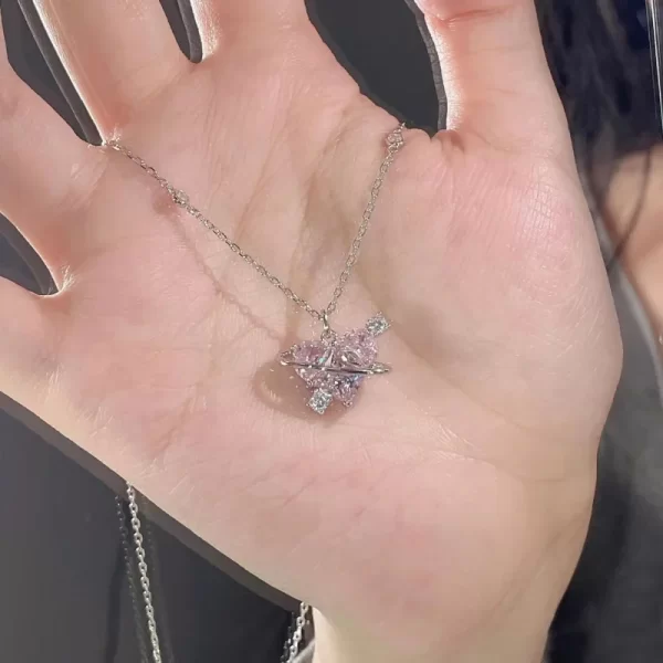 Zcompresses-Collier pendentif coeur et planète en cristal Y2K pour femme, breloque esthétique, clavicule, cadeaux de bijoux JOParty Girl, 24 nouveaux, mode – Image 3