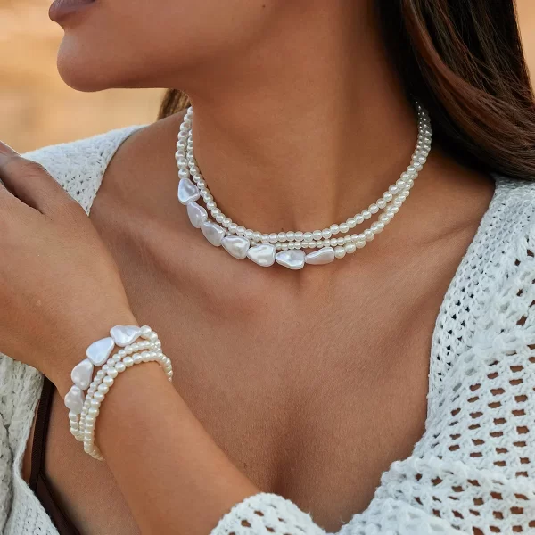 Collier de perles multicouche élégant pour femme, collier de déclaration de mariage, bijoux personnalisés, mode vintage, fête – Image 5
