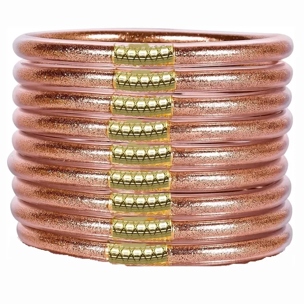 9 pièces/ensemble brillant Jonc bouddhiste Bracelets Bracelet paillettes rempli gelée Silicone Bracelets ensemble, pulseras pan de oro Bracelet pour les femmes