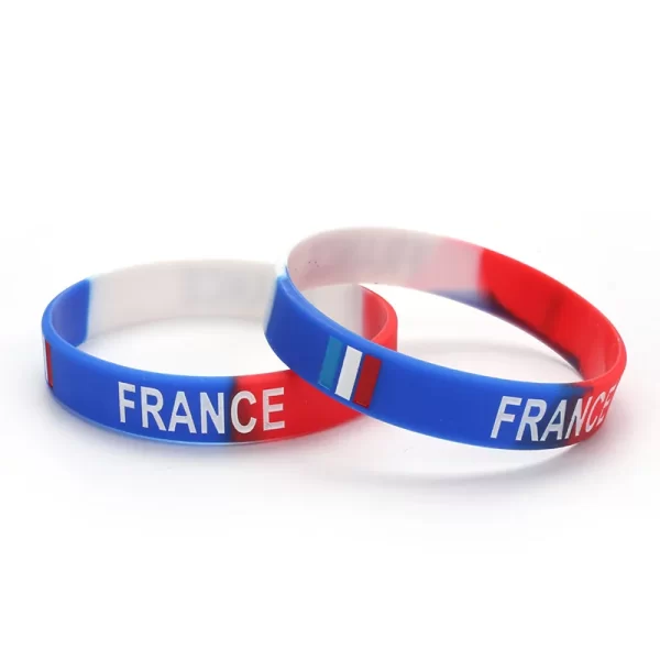 2 pièces sport Silicone Bracelet graver pays drapeau bracelets hommes femmes élastique argentine France brésil accessoires de mode – Image 6