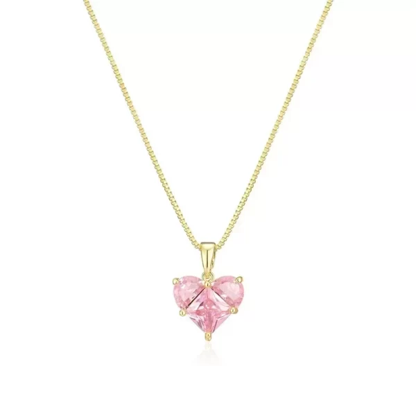 Collier avec pendentif en forme de cœur en Zircon rose pour femmes et filles, bijoux de fête Punk élégants et doux, nouvelle mode Y2k, 2024 – Image 6