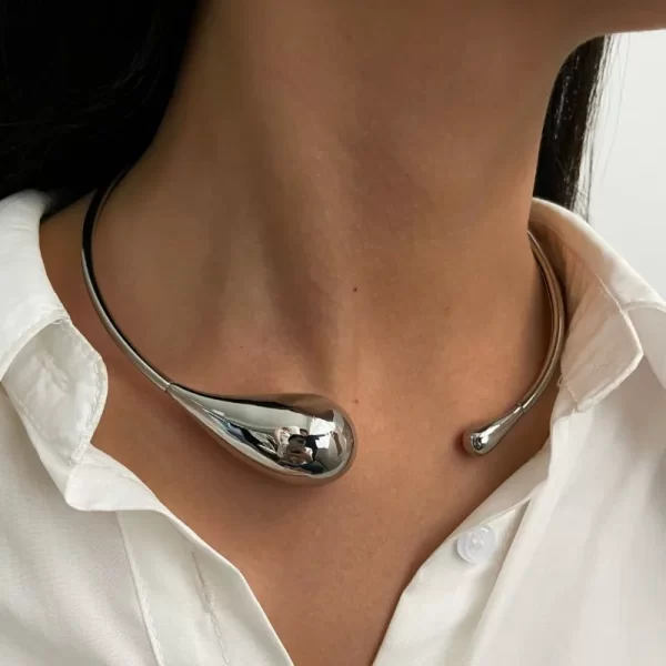 Collier ras du cou ouvert en acier inoxydable 316L plaqué or, épais et irrégulier, pour femmes et filles, Punk Goth, nouvelle collection – Image 2