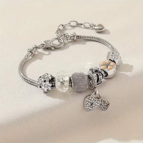 Bracelet de perles en forme de cœur de Rose, minimaliste et atmosphérique, goutte d'huile, à la mode, peinture à l'huile, lanterne de cygne, 1 pièce – Image 2