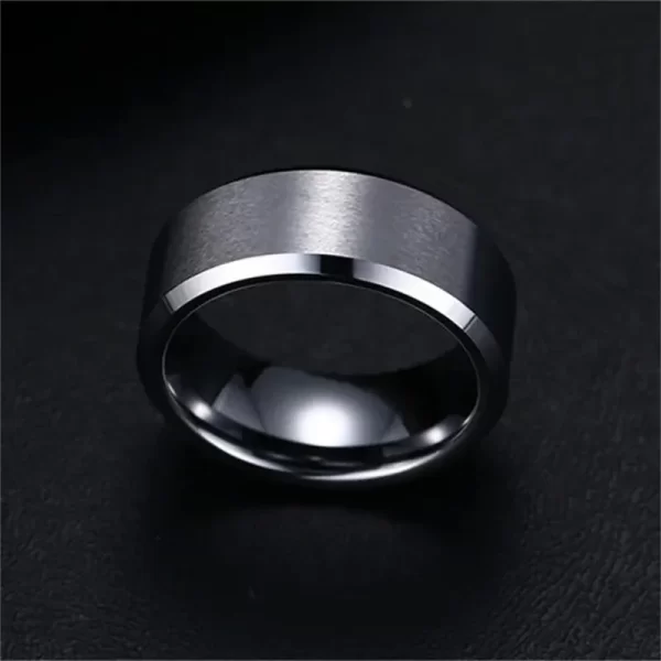 Bague de bijoux à breloques pour hommes et femmes, anneaux noirs en acier inoxydable, bande de fiançailles de mariage, bijoux masculins mats de qualité – Image 4