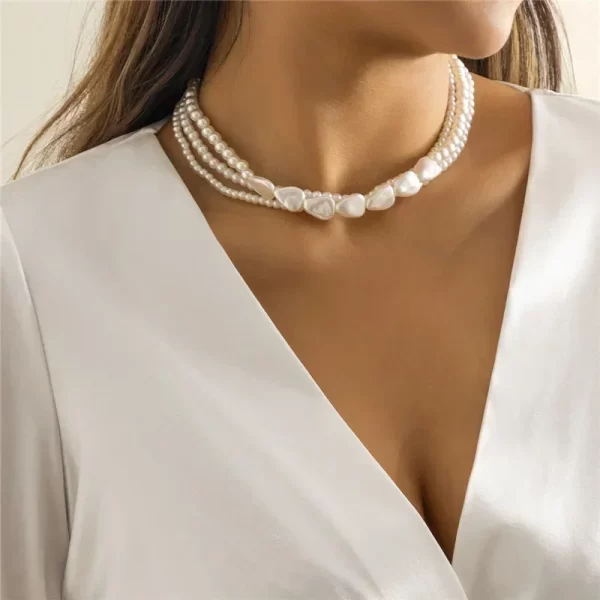 Collier de perles multicouche élégant pour femme, collier de déclaration de mariage, bijoux personnalisés, mode vintage, fête – Image 2