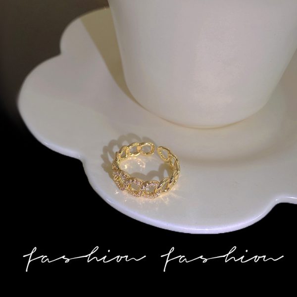 Anneaux de chaîne de ceinture pour femmes et hommes, bague en acier inoxydable plaqué or, tendance de luxe, mode coréenne, bijoux esthétiques, 2024 – Image 8
