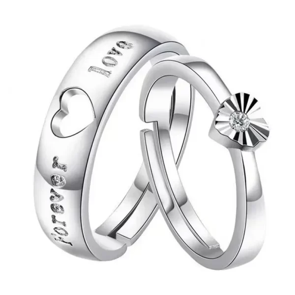 Bague de fiançailles en Zircon Moissanite, anneau ouvert, modèles pour hommes et femmes, paire de bagues classiques à Six griffes pour Couple – Image 5