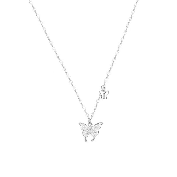 Collier papillon en argent pour femmes et filles, pendentif en cristal et Zircon, chaîne en cristal, bijoux de fête – Image 11