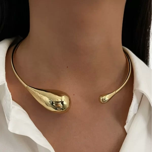 Collier ras du cou ouvert en acier inoxydable 316L plaqué or, épais et irrégulier, pour femmes et filles, Punk Goth, nouvelle collection