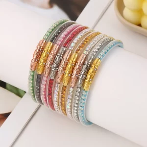 1 pièces de luxe strass paillettes gelée Bracelet bouddhiste Jonc Bracelet Silicone cristal Bracelet pour femmes filles