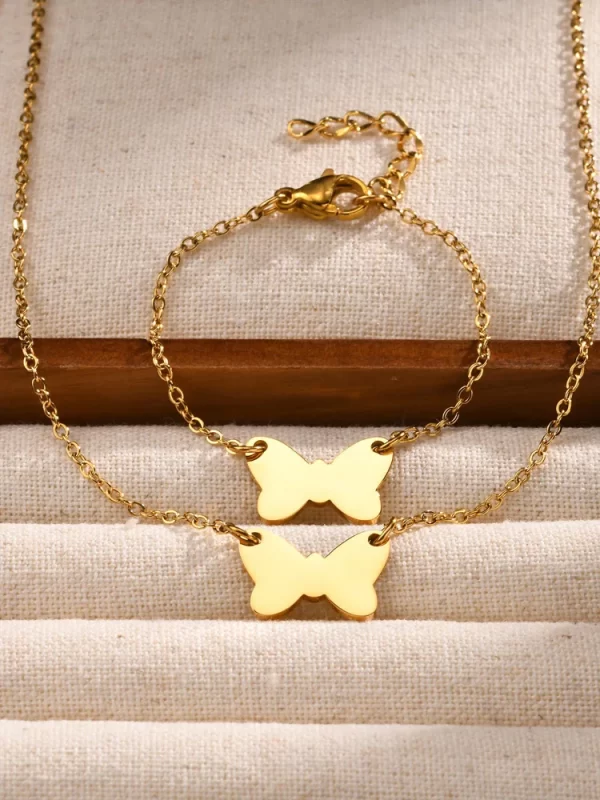 JOLink-Bracelet plaqué or avec nœud papillon pour enfants, bijoux hypoallergéniques en acier inoxydable, cadeaux pour petits garçons et filles – Image 4