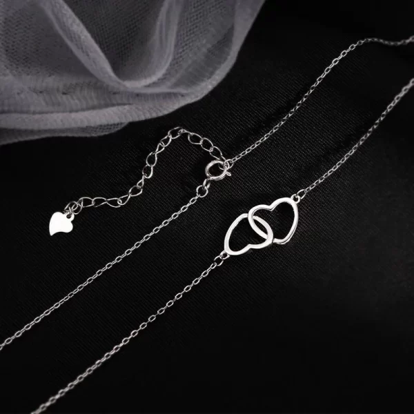 Collier pendentif Double cœur Simple pour femmes, ras du cou en acier inoxydable, chaîne de couleur or, bijoux cadeau pour amis, fête de mariage – Image 4
