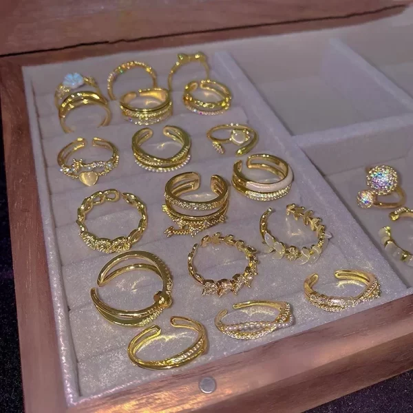 Anneaux de chaîne de ceinture pour femmes et hommes, bague en acier inoxydable plaqué or, tendance de luxe, mode coréenne, bijoux esthétiques, 2024 – Image 3