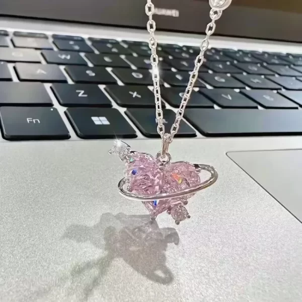 Zcompresses-Collier pendentif coeur et planète en cristal Y2K pour femme, breloque esthétique, clavicule, cadeaux de bijoux JOParty Girl, 24 nouveaux, mode – Image 2