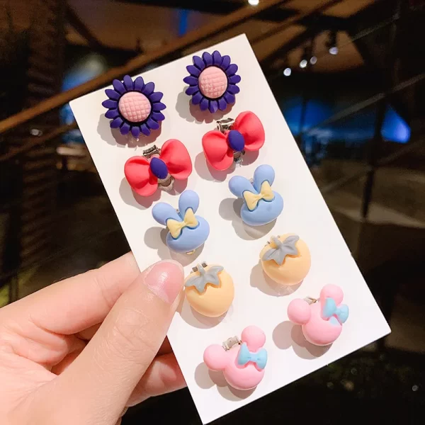 Réinitialisation d'oreille sans trou d'oreille pour filles, boucles d'oreilles fleur mignonnes, princesse pour enfants, cadeaux d'anniversaire pour filles, accessoires pour enfants, nouveau, 10 pièces – Image 11