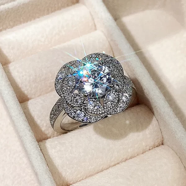 Bijoux de luxe en argent Sterling 925, grande taille ronde, topaze blanche, diamant CZ, bagues de Couple pour femmes, ensemble de bagues de mariée de mariage – Image 2