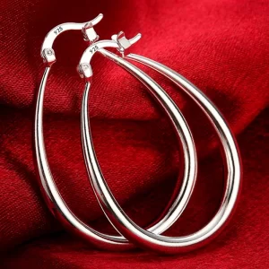 Boucles d'oreilles en argent Sterling 925 pour femmes, grand cercle lisse de 41MM, accessoires de fête de mariage, bijoux cadeaux de noël